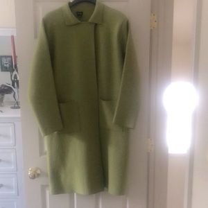 Boiled wool coat. Eileen fisher chartreuse green. Size large